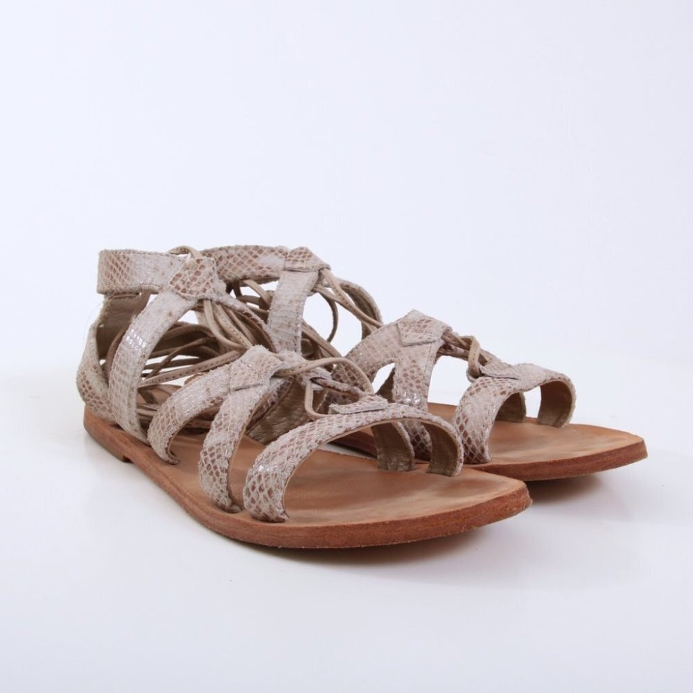 Free People Gladiator Snake Print Open Toe Sandals